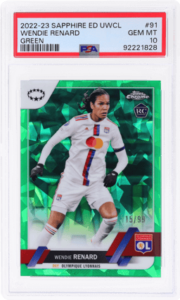 2022 Topps Chrome UEFA Women's Champions League Sapphire Green Wendie Renard #91 15/99 PSA 10