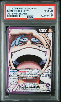 2024 ONE PIECE OP09-EMPERORS IN THE NEW WORLD 061 MONKEY D. LUFFY ALTERNATE ART PSA 10