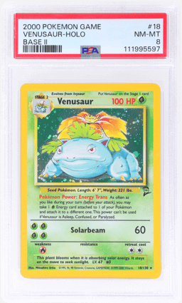2000 Pokemon Base Set 2 Holo Venusaur #18 PSA 8