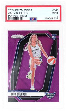 2024 Panini Prizm WNBA Purple Prizm Jacy Sheldon #141 67/149 PSA 9