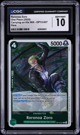 2025 One Piece Carrying On His Will Roronoa Zoro #OP13-037 CGC 10 GEM MINT
