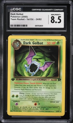 2000 Pokemon Team Rocket 1st Edition Dark Golbat #24 CGC 8.5 NM-MT+