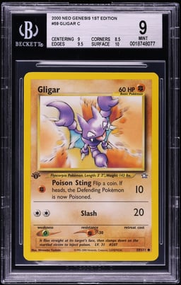 2000 Pokemon Neo Genesis 1st Edition Gligar #59 BGS 9 MINT