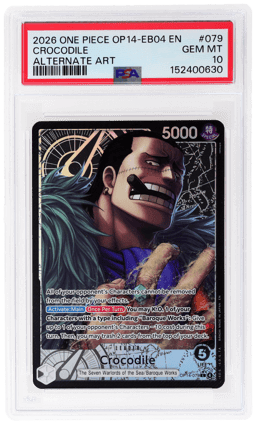 2026 One Piece the Azure Sea's Seven Alternate Art Crocodile #OP14-079 PSA 10
