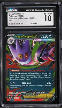 2025 Pokemon Mega Evolution Phantasmal Flames Holo Mega Gengar ex #56 CGC 10 GEM MINT