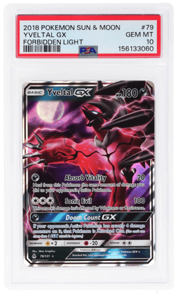 2018 Pokemon Sun and Moon Forbidden Light Yveltal Gx #79 PSA 10