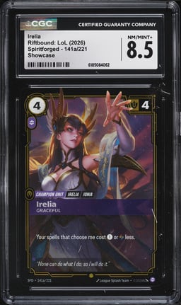 2026 Riftbound League Of Legends LoL Spiritforged Showcase Irelia #141a CGC 8.5 NM-MT+