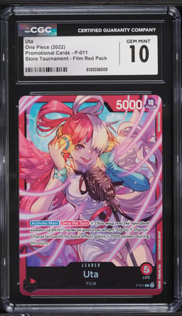 2022 One Piece Promotional Cards Store Tournament Film Red Pack Leader Uta #P-011 CGC 10 GEM MINT