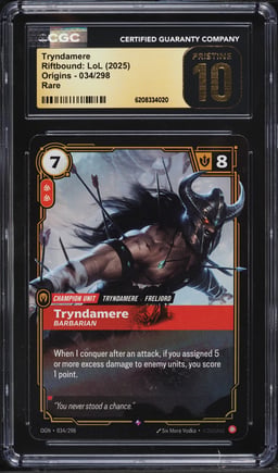 2025 Riftbound League Of Legends LoL Origins Tryndamere #34 CGC 10 PRISTINE