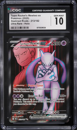 2025 Pokemon Scarlet & Violet Destined Rivals Full Art Team Rocket's Mewtwo ex #213 CGC 10 GEM