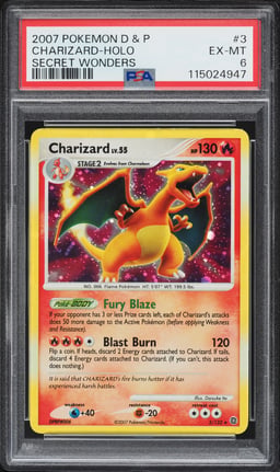 2007 Pokemon Diamond & Pearl Secret Wonders Holo Charizard #3 PSA 6 EXMT