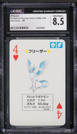 1996 Pokemon Japanese Playing Cards Red Deck Articuno #4 CGC 8.5 NM-MT+
