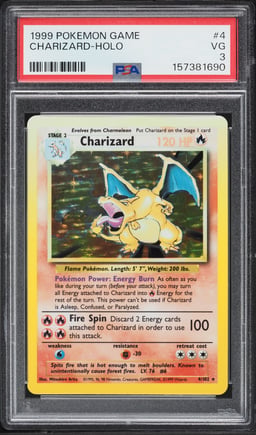 1999 Pokemon Base Set Holo Charizard #4 PSA 3 VG