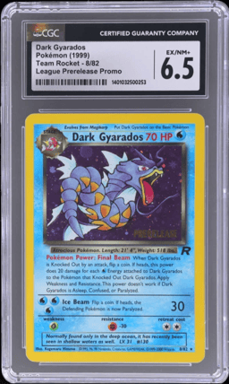 1999 Pokemon Team Rocket Holo League Prerelease Promo Dark Gyarados #8 CGC 6.5