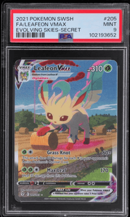 2021 Pokemon Sword and Shield Evolving Skies Secret Rare Leafeon Vmax #205 PSA 9
