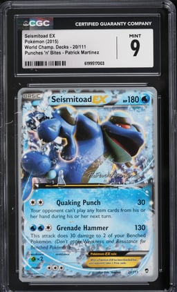 2015 Pokemon XY Furious Fists World Championships Punches 'n' Bites Seismitoad Ex #20 CGC 9