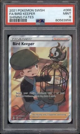 2021 Pokemon Sword & Shield Shining Fates #66 Full Art Bird Keeper PSA 9