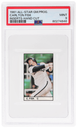 1981 All-Star Game Program Inserts Hand Cut Carlton Fisk PSA 9