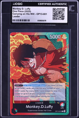 2025 One Piece Carrying On His Will Leader Monkey D. Luffy #OP13-001 CGC AUTH
