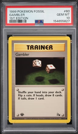 1999 Pokemon Fossil 1st Edition Gambler #60 PSA 10 GEM MINT