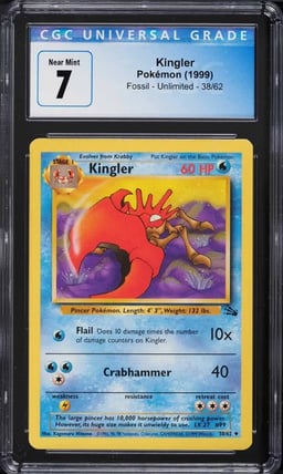 1999 Pokemon Fossil Kingler #38 CGC 7 NRMT