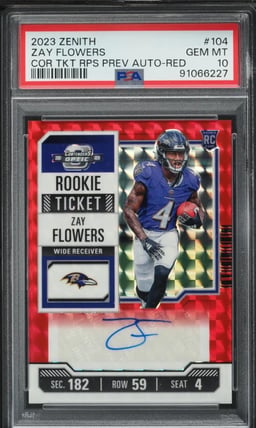 2023 Panini Zenith Contenders Optic Preview Red Zay Flowers RC AUTO /23 PSA 10