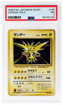 1996 Pokemon Base Set Japanese Holo Zapdos #145 PSA 7