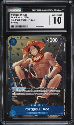 2026 One Piece Promo Tin Pack Vol.2 Portgas D. Ace #P-074 CGC 10 GEM MINT
