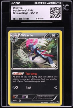 2016 Pokemon XY Steam Siege Weavile #61 CGC AUTH