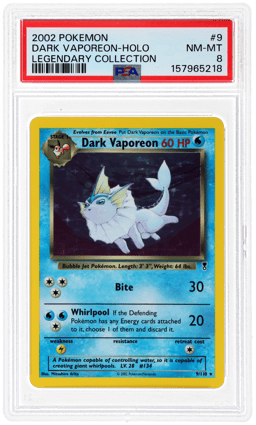 2002 Pokemon Legendary Collection Holo Dark Vaporeon #9 PSA 8