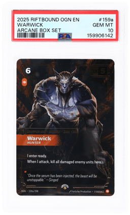 2025 Riftbound League of Legends Origins Arcane Box Set Warwick #159a PSA 10