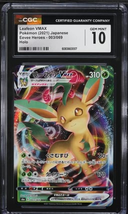 2021 Pokemon Japanese Sword & Shield Eevee Heroes Leafeon VMAX CGC 10 GEM MINT
