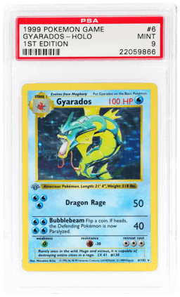 1999 Pokemon Base Set 1st Edition Holo Gyarados #6 PSA 9