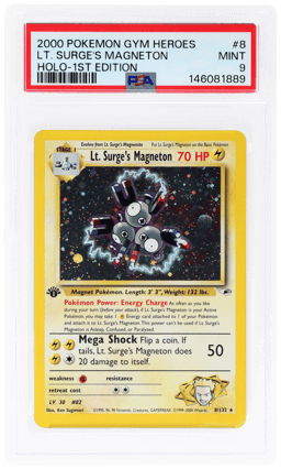 2000 Pokemon Gym Heroes 1st Edition Holo Lt. Surge's Magneton #8 PSA 9