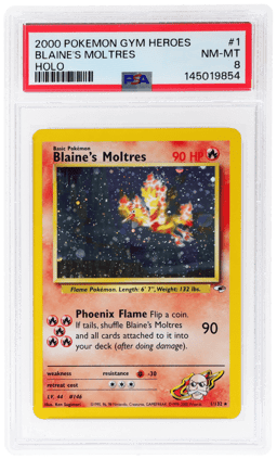 2000 Pokemon Gym Heroes Holo Blaine's Moltres #1 PSA 8