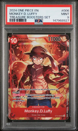2024 ONE PIECE PROMOS 006 MONKEY D. LUFFY TREASURE BOOSTERS SET PSA 9