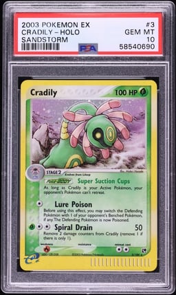 2003 Pokemon EX Sandstorm Holo Cradily #3 PSA 10 GEM MINT