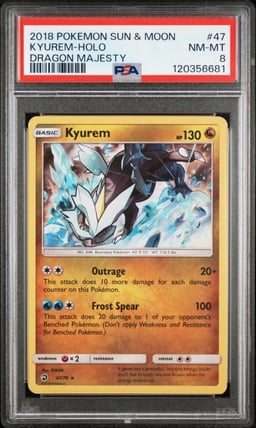 2018 POKEMON SUN & MOON DRAGON MAJESTY #47 KYUREM-HOLO PSA 8