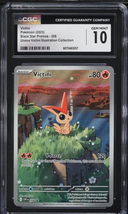 2025 Pokemon SV Black Star Promo Unova Illustration Victini #208 CGC 10 GEM MINT