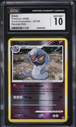2008 Pokemon DP Great Encounters Reverse Holo Arbok #33 CGC 10 GEM MINT