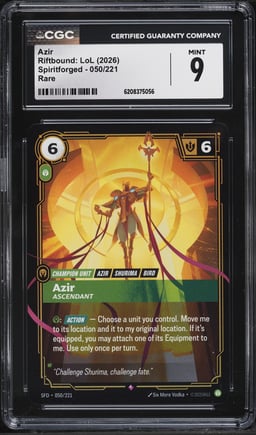 2026 Riftbound League Of Legends LoL Spiritforged Azir #050 CGC 9 MINT