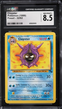 1999 Pokemon Fossil Cloyster #32 CGC 8.5 NM-MT+
