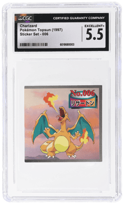 1997 Pokemon Topsun Sticker Japanese Charizard #006 CGC 5.5