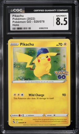 2022 Pokemon Sword & Shield GO Holo Pikachu #28 CGC 8.5 NM-MT+