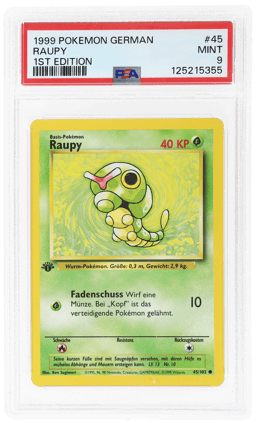 1999 Pokemon Base Set German 1st Edition Raupy #45 PSA 9