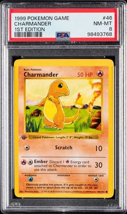 1999 POKEMON GAME #46 CHARMANDER 1ST EDITION PSA 8