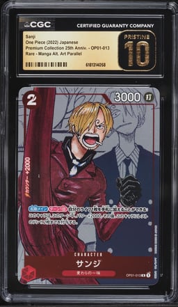 2022 One Piece Japanese Premium 25th Anniversary Manga Alt Art Sanji #OP01-013 CGC 10 PRISTINE
