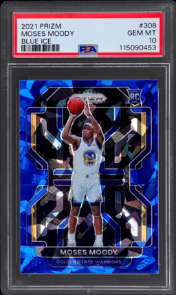 2021 Panini Prizm Blue Ice Prizm Moses Moody #308 16/125 PSA 10