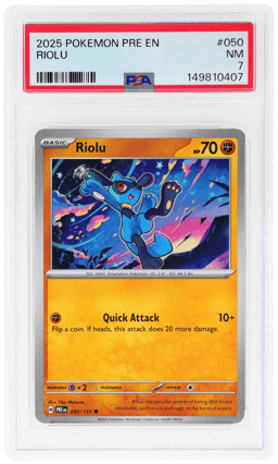 2025 Pokemon Scarlet and Violet Prismatic Evolutions Riolu #050 PSA 7