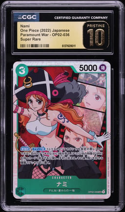2022 One Piece Japanese Paramount War SR Nami #OP02-036 CGC 10 PRISTINE